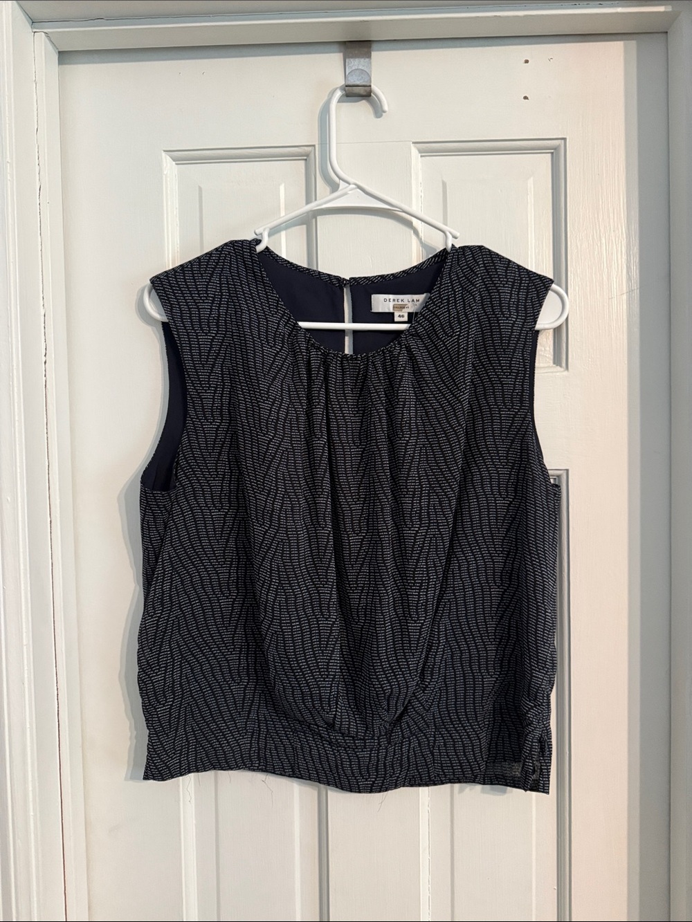 Derek Lam Navy and White Patterned Sleeveless Top